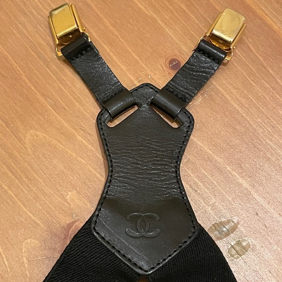 Chanel Runway Logo Black White Clip-on Suspenders - Picture 8 of 16
